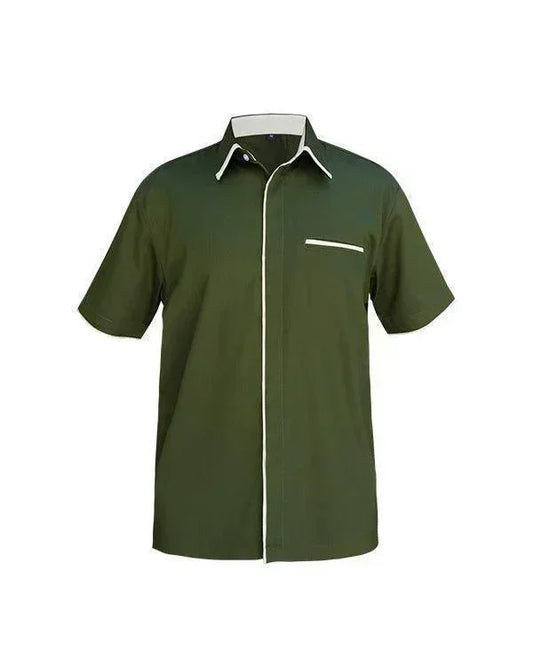 Shirt Green List Cream - Mokoworkwear