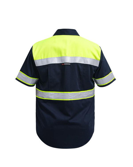 Wearpack Safety Lime Navy Lengan Pendek - Mokoworkwear