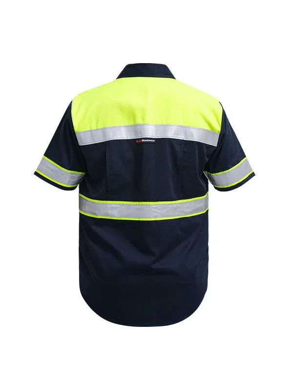 Wearpack Safety Lime Navy Lengan Pendek - Mokoworkwear
