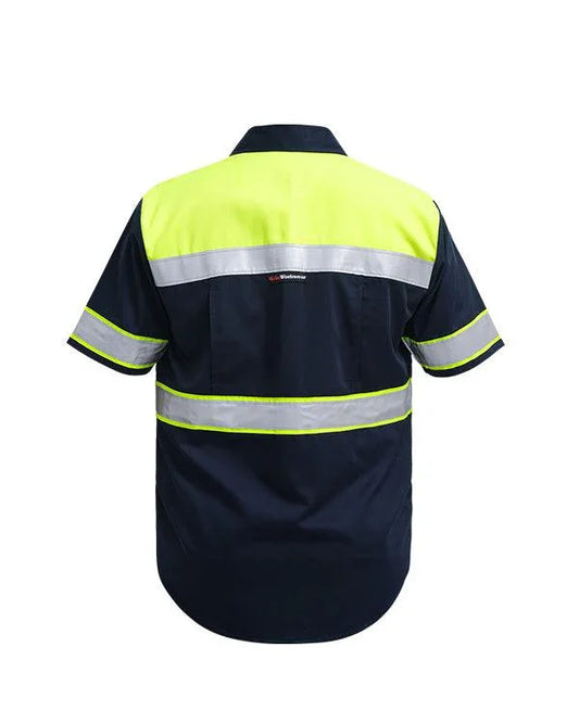 Wearpack Safety Lime Navy Lengan Pendek - Mokoworkwear