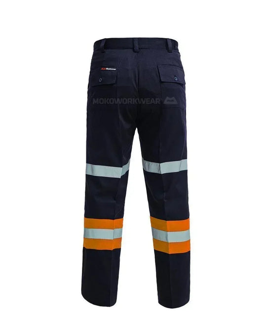 Safety Pants Navy Orange - Mokoworkwear