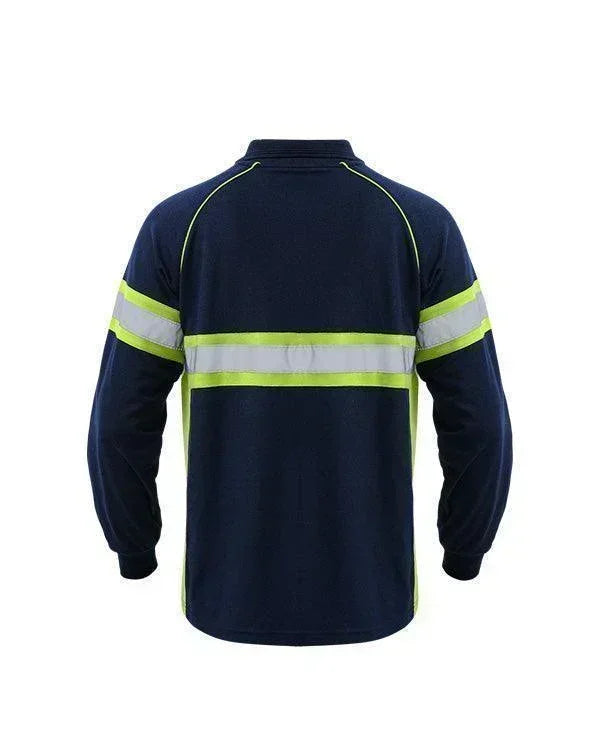 Polo Shirt Safety Navy List Lime - Mokoworkwear