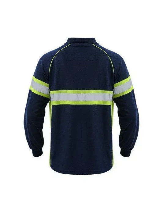 Polo Shirt Safety Navy List Lime - Mokoworkwear