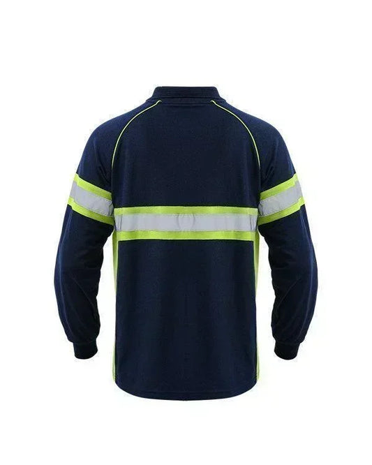 Polo Shirt Safety Navy List Lime - Mokoworkwear