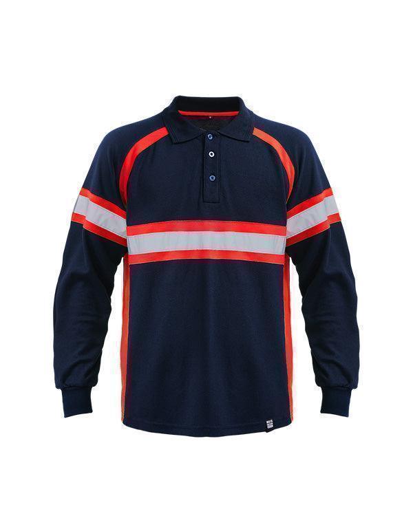 Polo Shirt Safety Navy List Red - Mokoworkwear