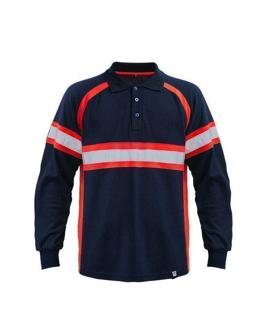 Polo Shirt Safety Navy List Red - Mokoworkwear