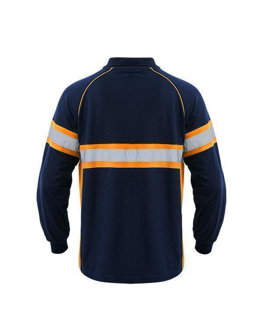 Polo Shirt Safety Navy List Orange - Mokoworkwear