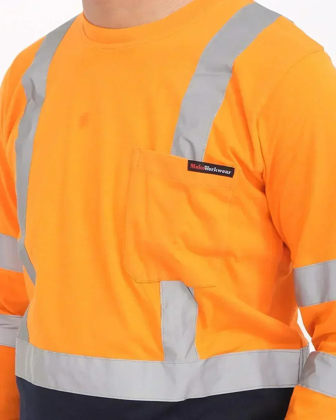 T-Shirt Orange Navy - Mokoworkwear