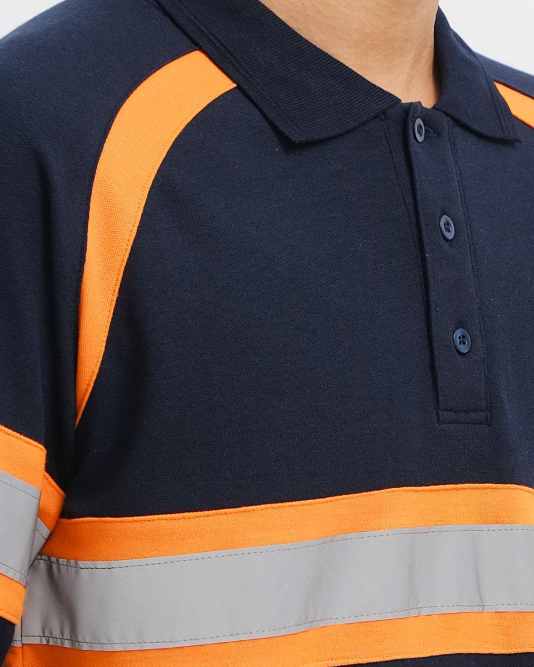 Polo Shirt Safety Navy List Orange - Mokoworkwear