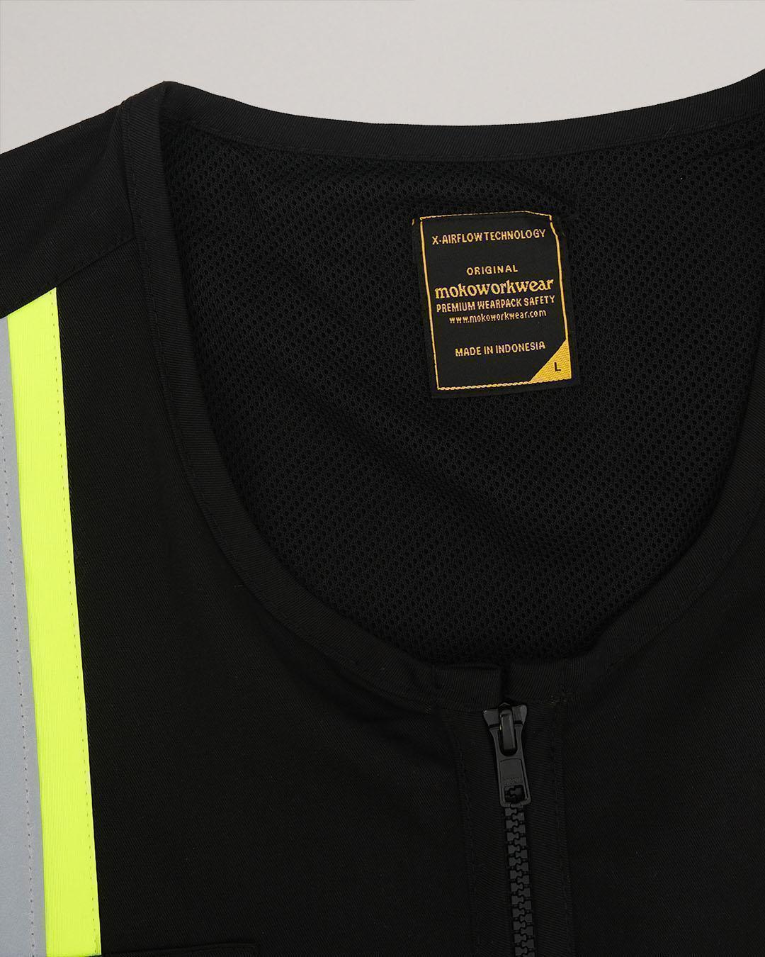 Vest Black List Lime - Mokoworkwear