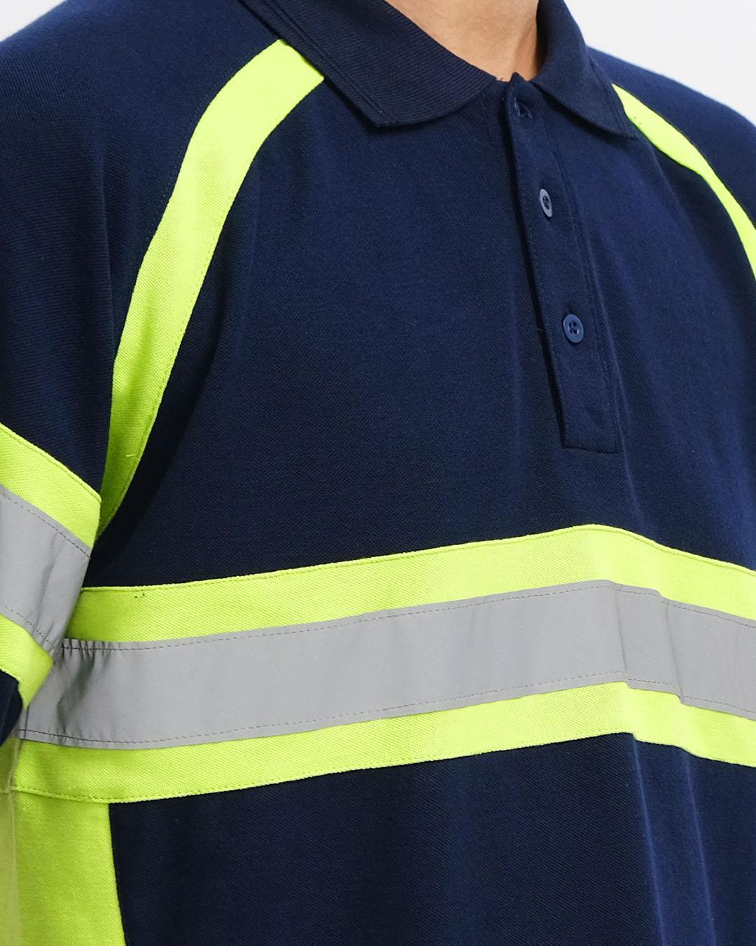 Polo Shirt Safety Navy List Lime - Mokoworkwear
