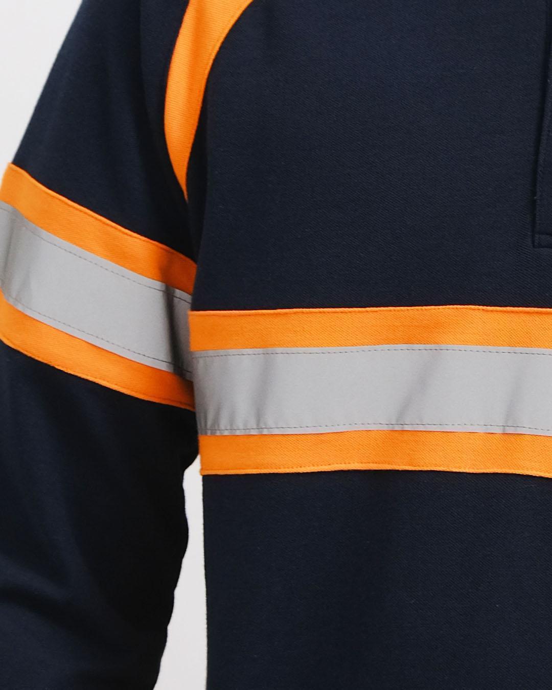 Polo Shirt Safety Navy List Orange - Mokoworkwear