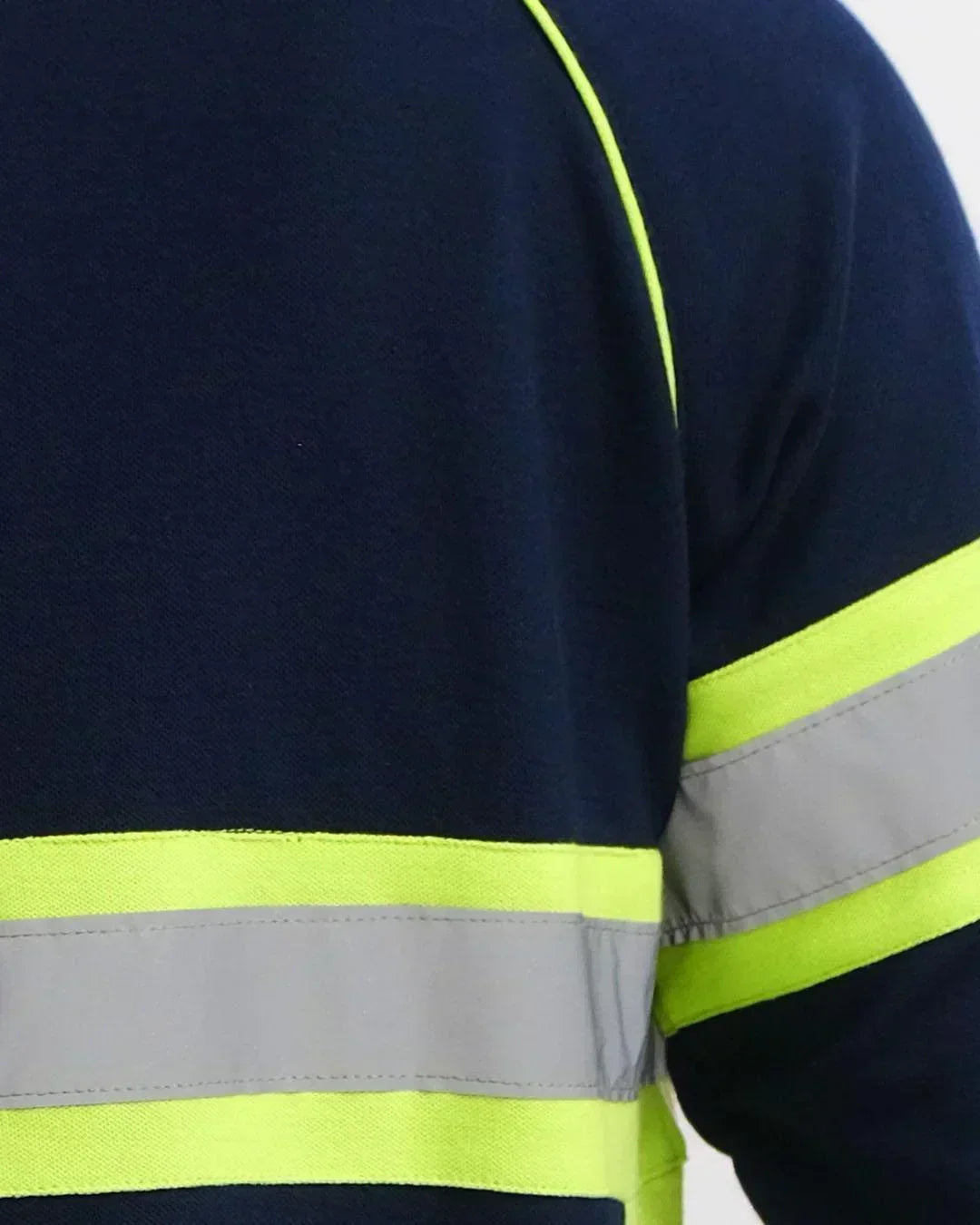 Polo Shirt Safety Navy List Lime - Mokoworkwear