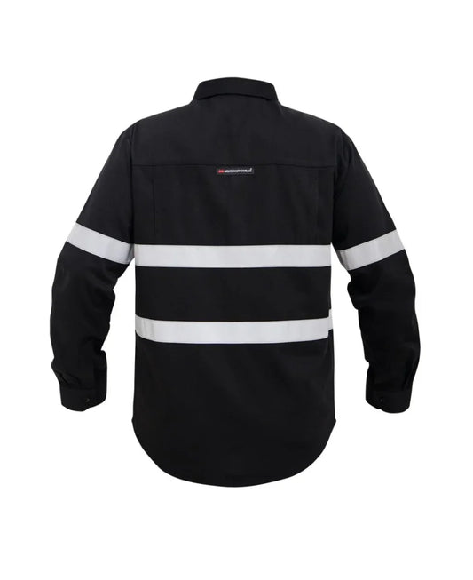 kemeja wearpack warna hitam mokoworkwear tampak dari belakang