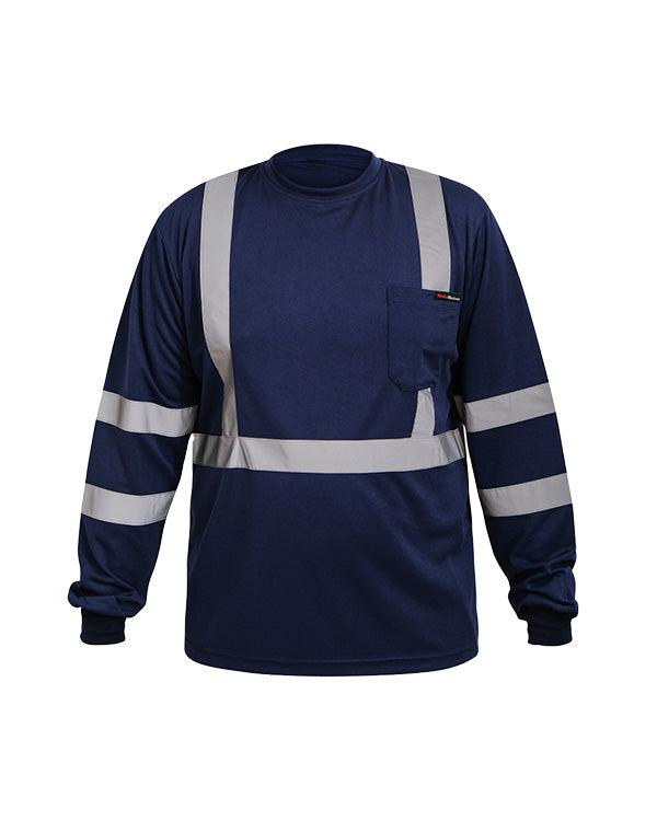 T-Shirt Safety Full Navy - Mokoworkwear