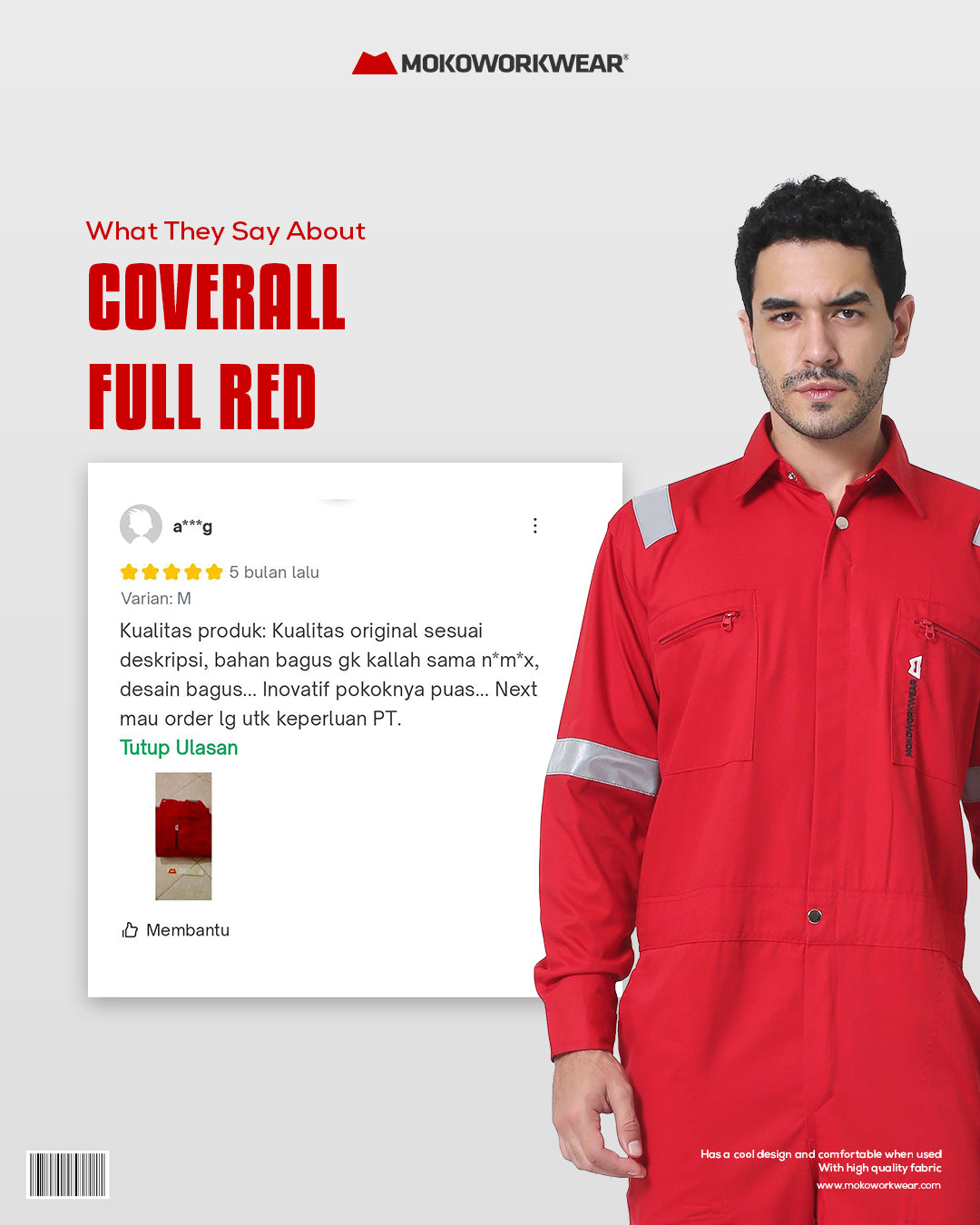 Pengalaman Client Menggunakan Coverall Full Red Mokoworkwear