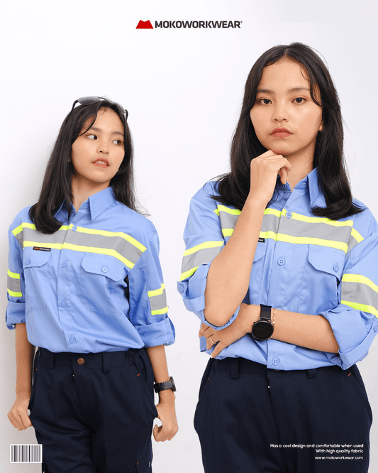 Wearpack Safety Light Blue Lime untuk Keamanan Kerja - Mokoworkwear