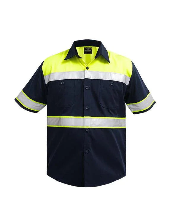 Wearpack Safety Lime Navy Lengan Pendek - Mokoworkwear