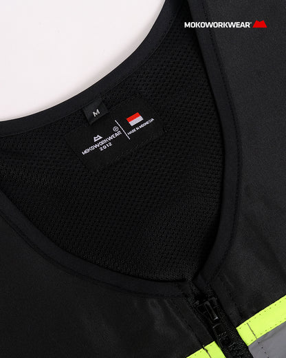 Rompi Safety Waterproof Hitam Lime