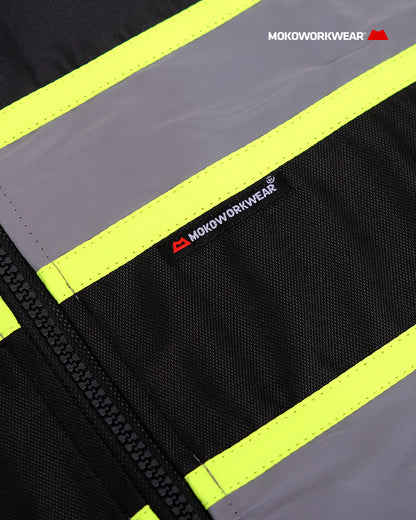 Rompi Safety Waterproof Hitam Lime