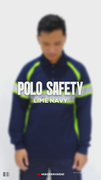 Polo Shirt Safety Navy List Lime