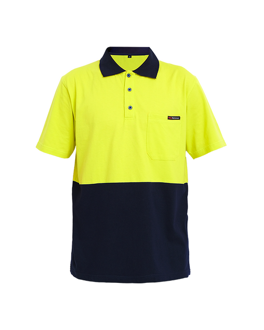 Polo Shirt Electric Lime Navy - Mokoworkwear